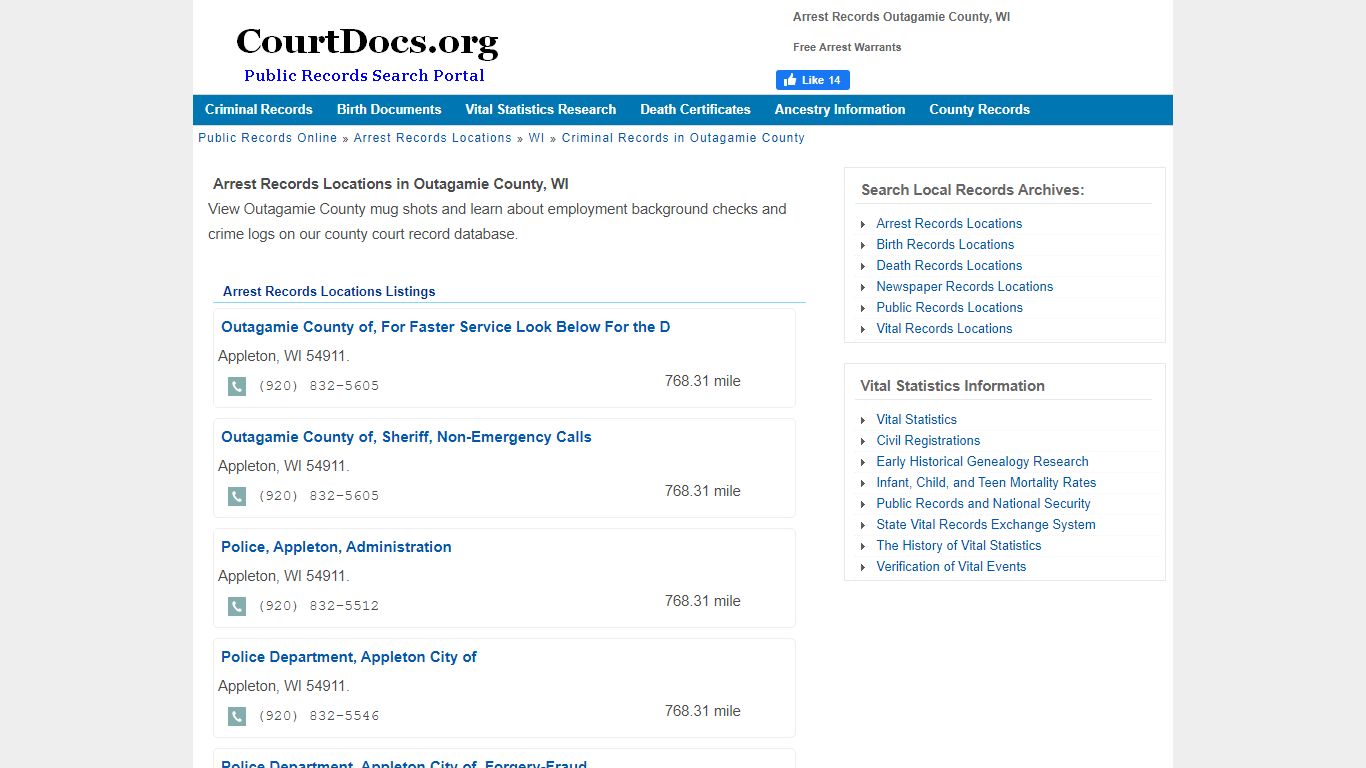 Arrest Records Outagamie County, WI - Free Arrest Warrants