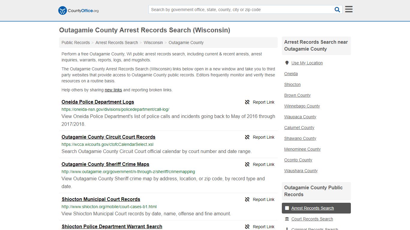 Arrest Records Search - Outagamie County, WI (Arrests & Mugshots)