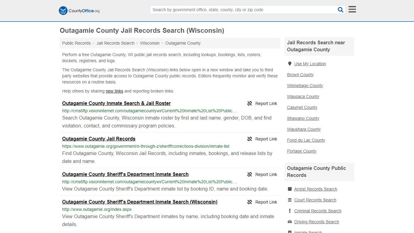 Outagamie County Jail Records Search (Wisconsin) - County Office