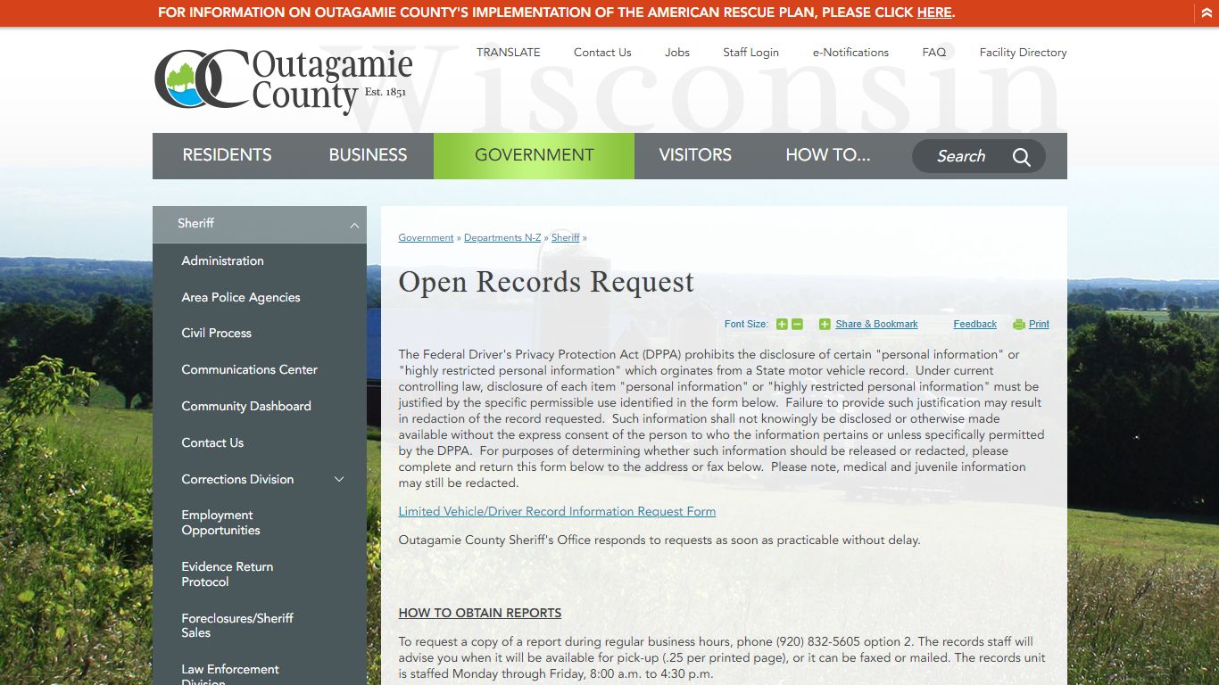Open Records Request | Outagamie County, WI